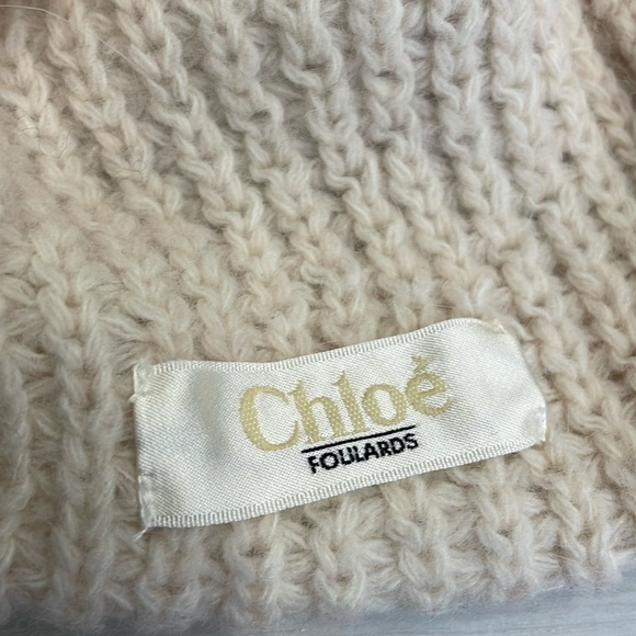 Chloe Foulards Cream Knit Circle/Loop Infinity Scarf - Picture 6 of 11